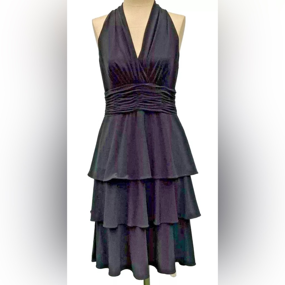 NWT, Evan Picone Y2K Power Play Tiered Halter Cocktail Dress, Sz 8